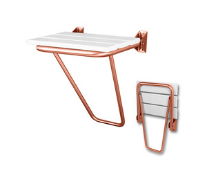 Asiento abatible mural inox cobre envejecido